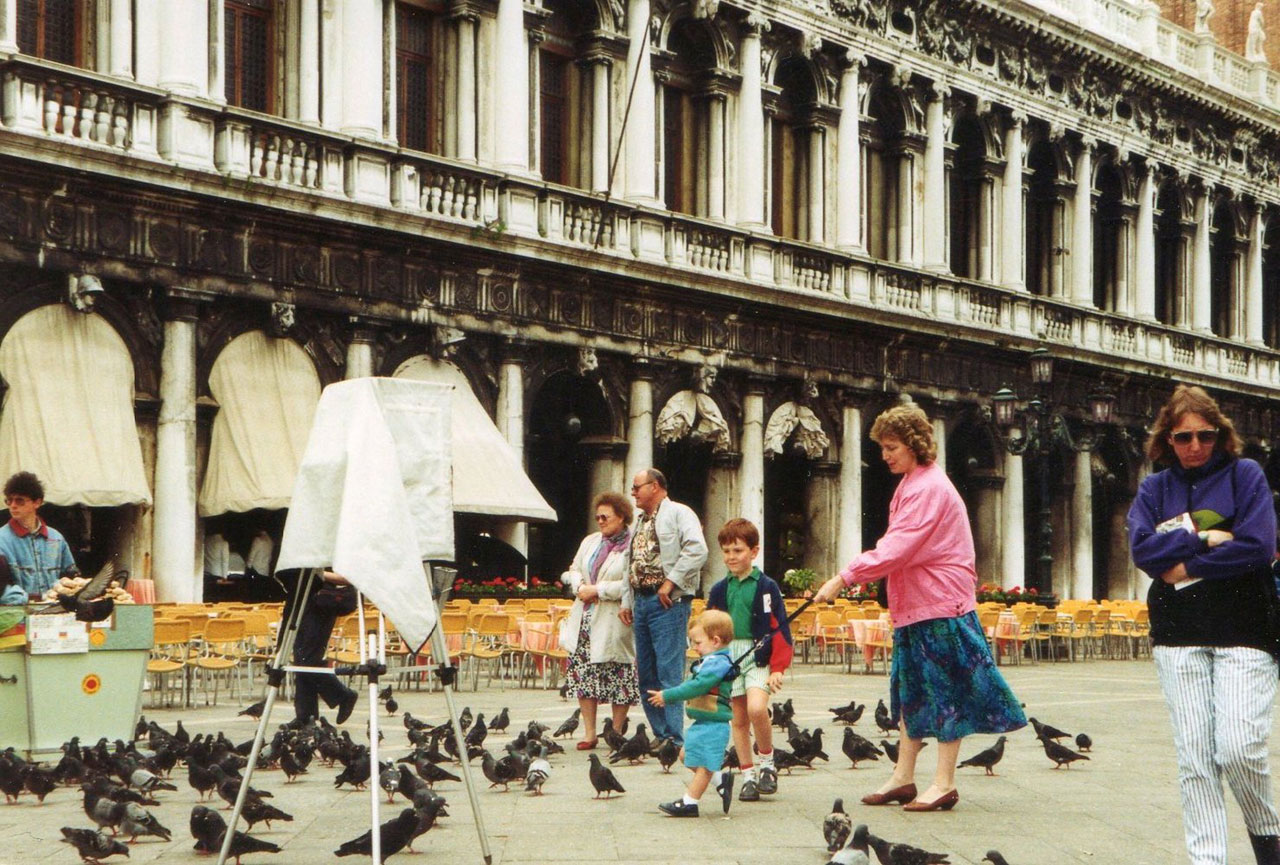 Chasing pigeons in Piazza San Marco, Venice, 1991