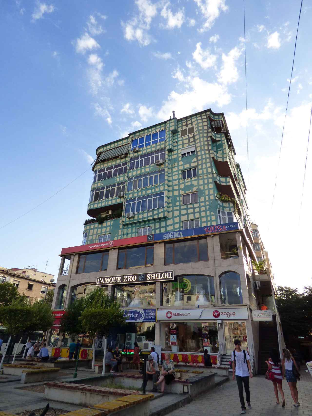 Brightly coloured building, Tirana, Albania