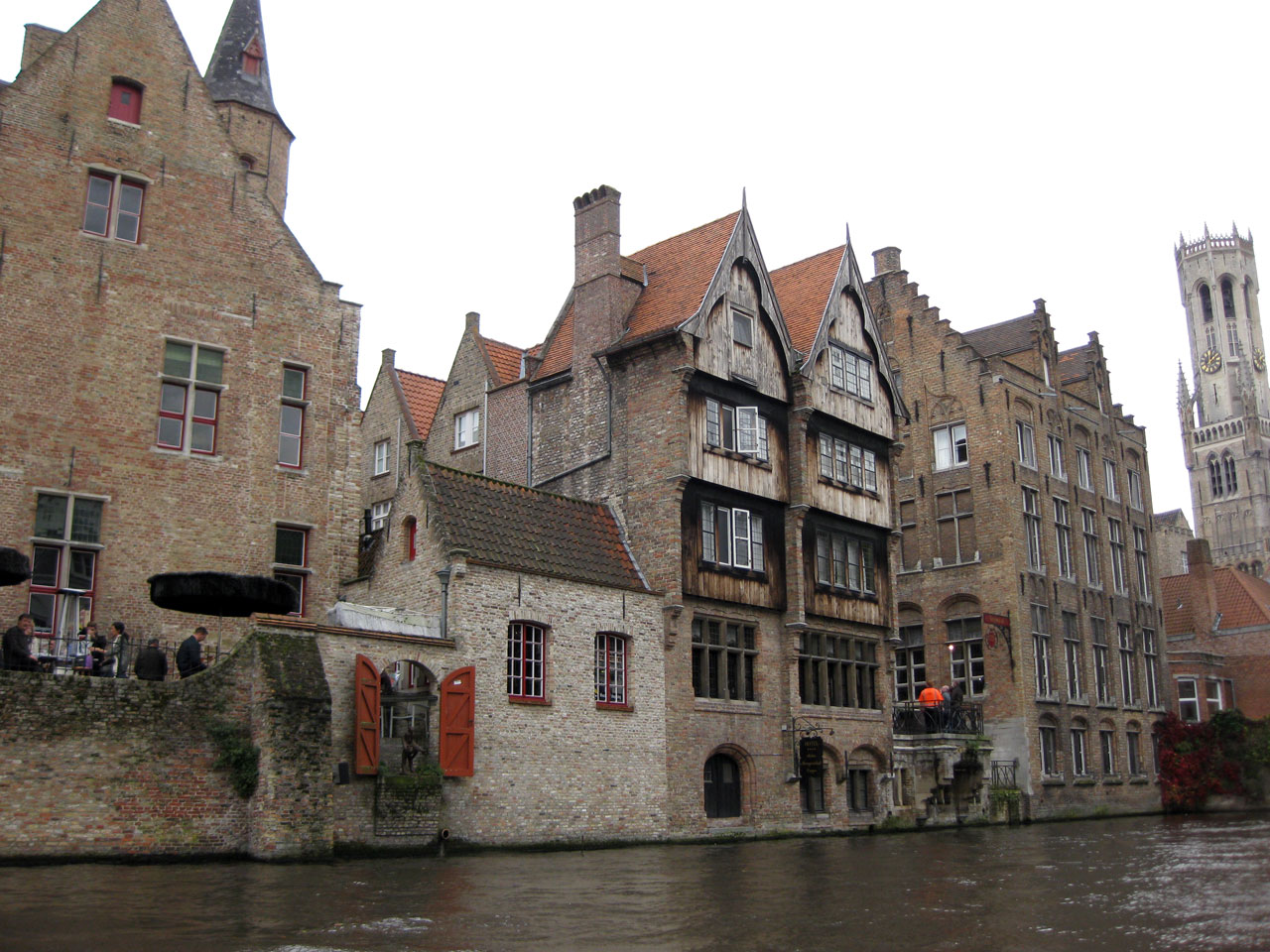 Canal side buildings in Bruges, Belgium