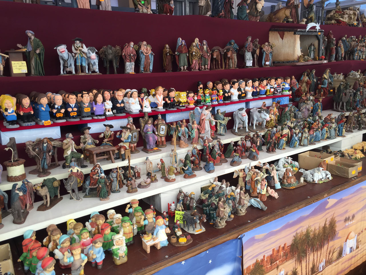 Caganers for sale at the Christmas market, Palma de Mallorca