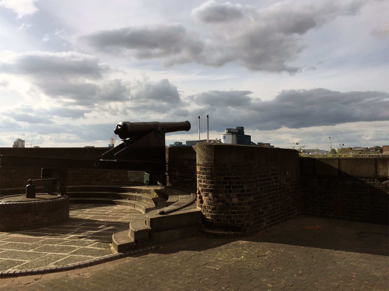 Cannon by the Thames in Woolwich, London