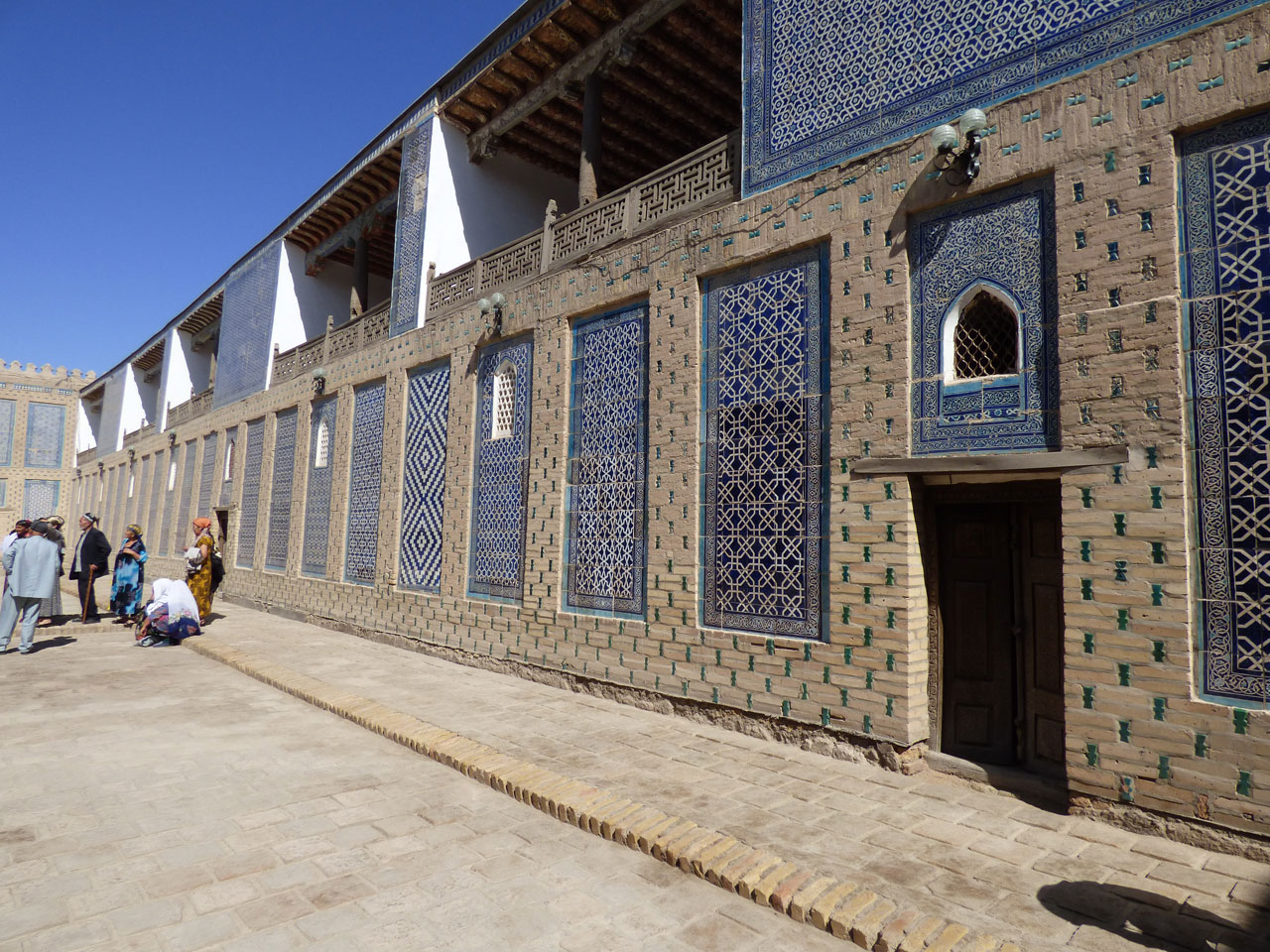 Extras waiting to be filmed in the Tosh-hovli Palace, Khiva