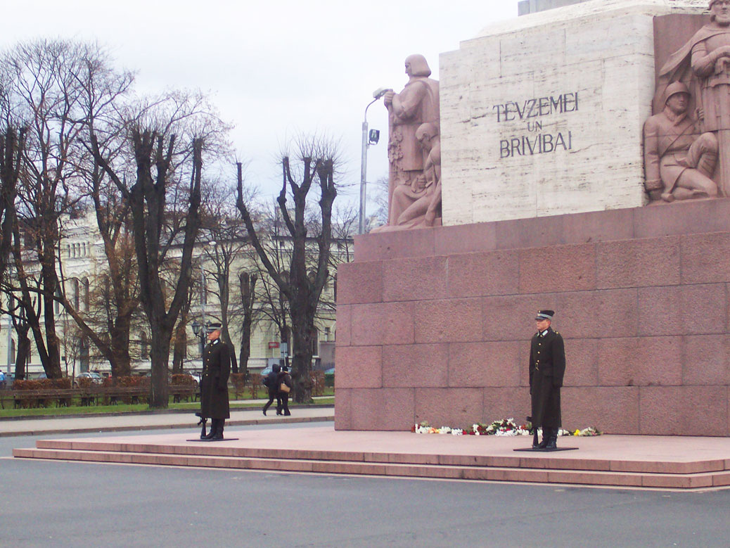 Soldiers guarding the Freedom Monument, Riga, Latvia