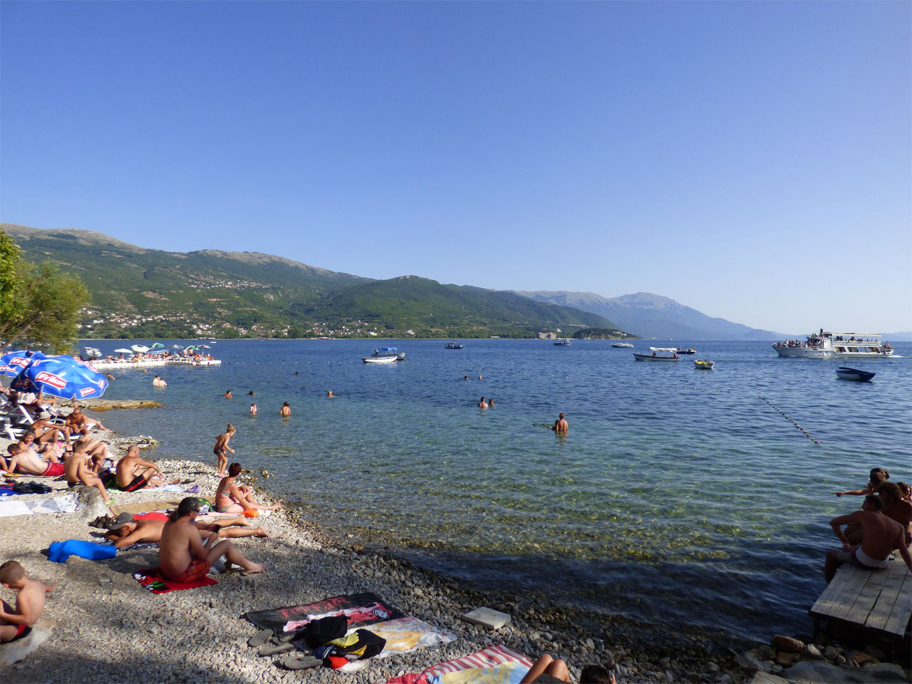 Beach on the shores of Lake Ohrid, Macedonia