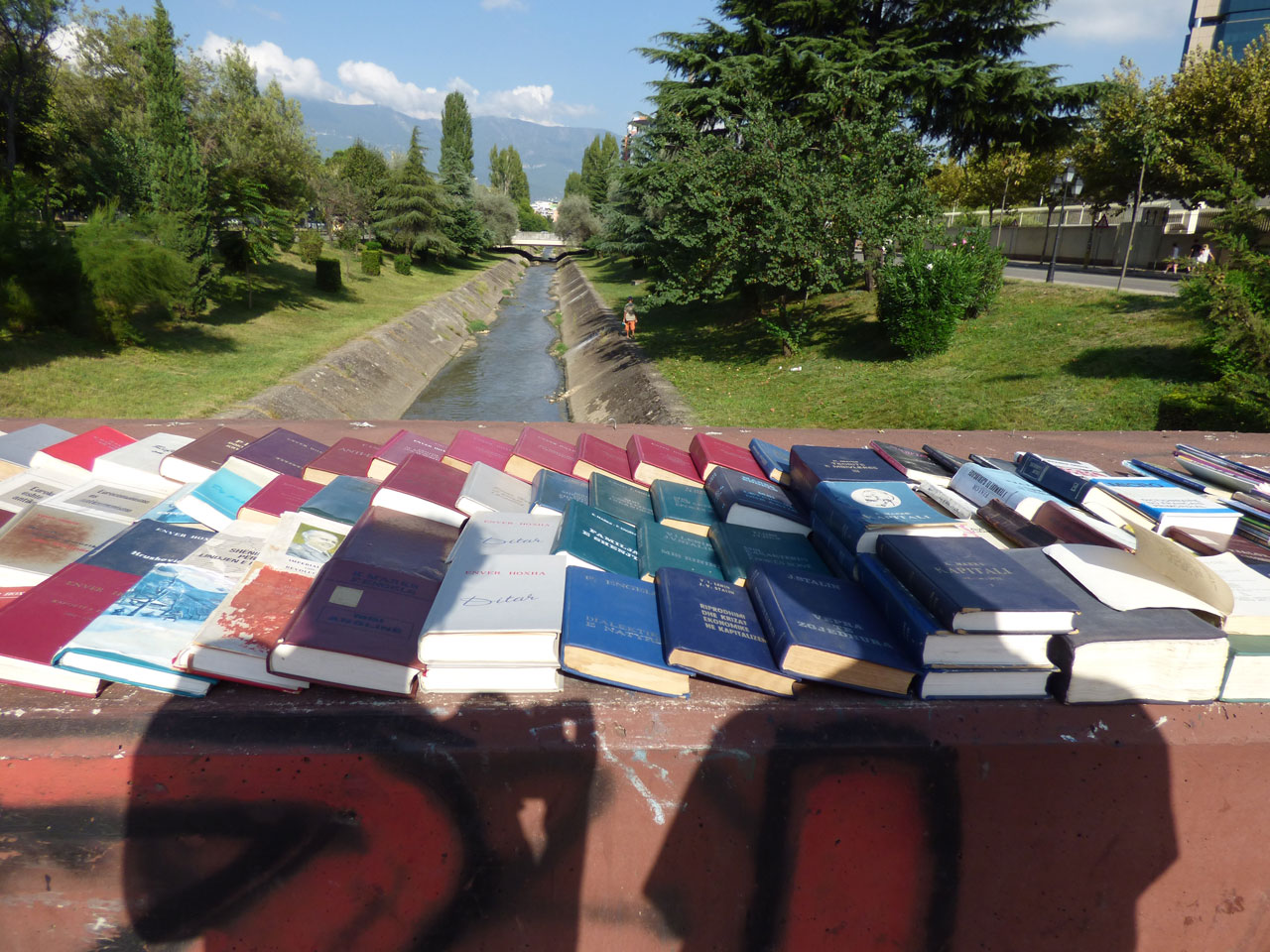 Marxist literature on sale by the Lana River, Tirana, Albania