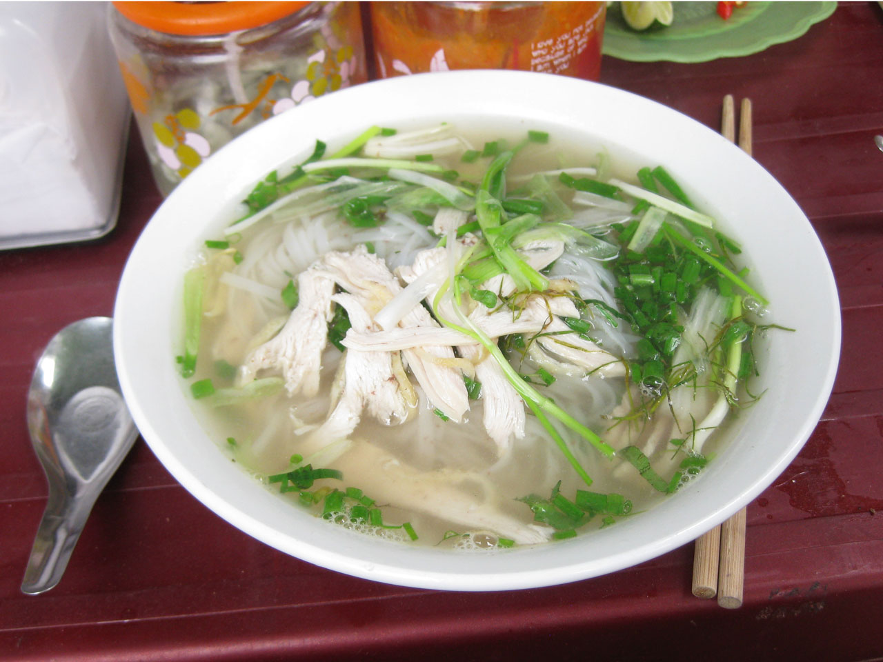 A bowl of delicious pho in Hanoi's Old Quarter, Vietnam