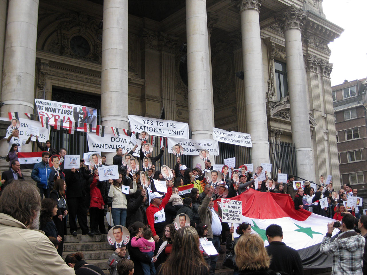 Pro-Assad demonstration, Brussels, Belgium