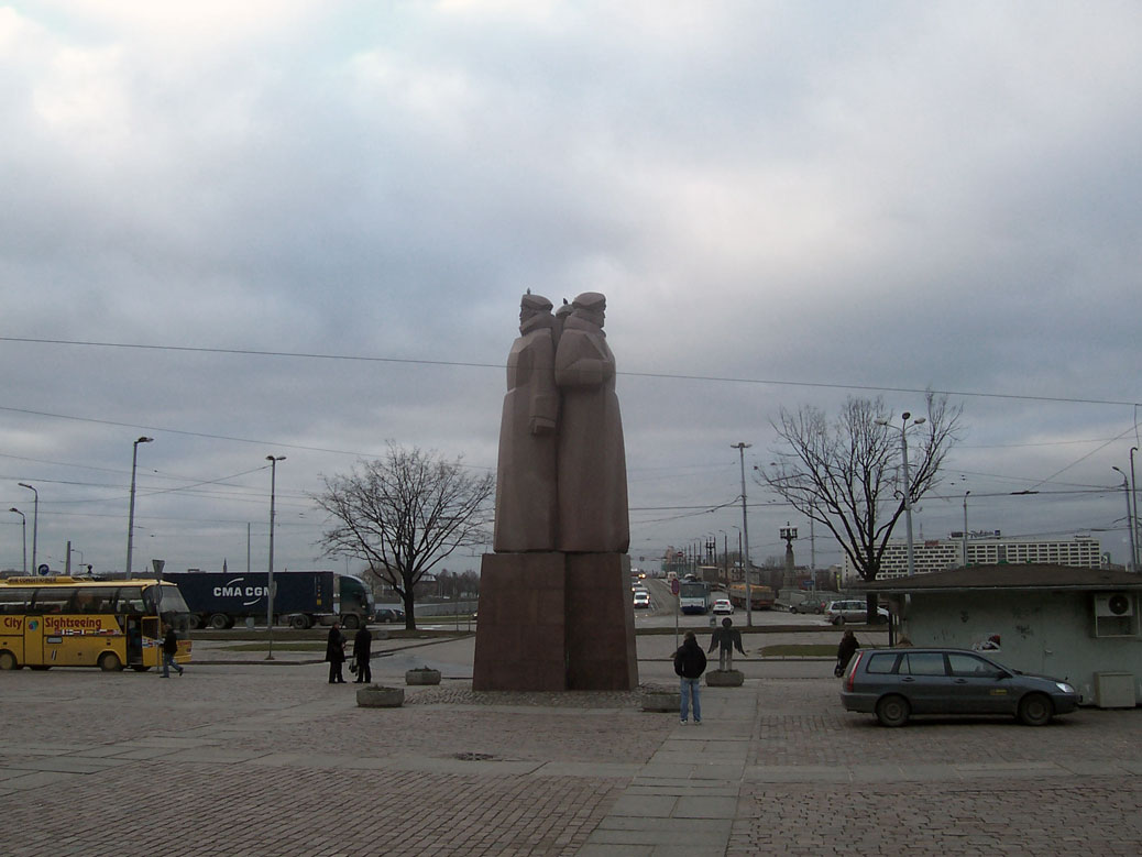 Riflemen Monument outside the Museum of the Occupation, Riga, Latvia