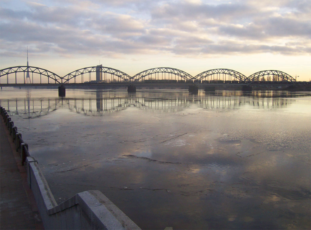 Ice on the Daugava river, Riga, Latvia