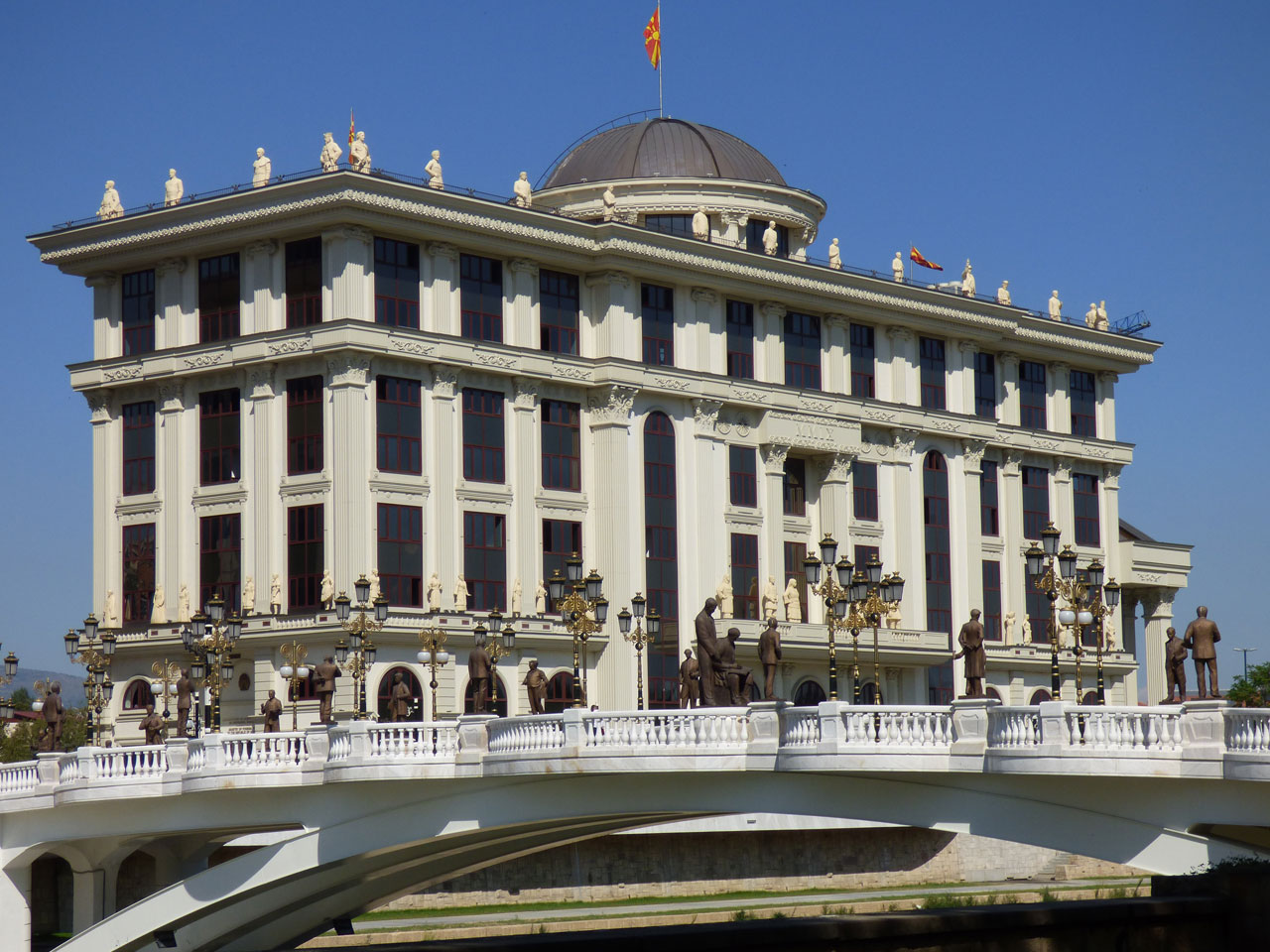 Statues by the river Vardar, Skopje, Macedonia