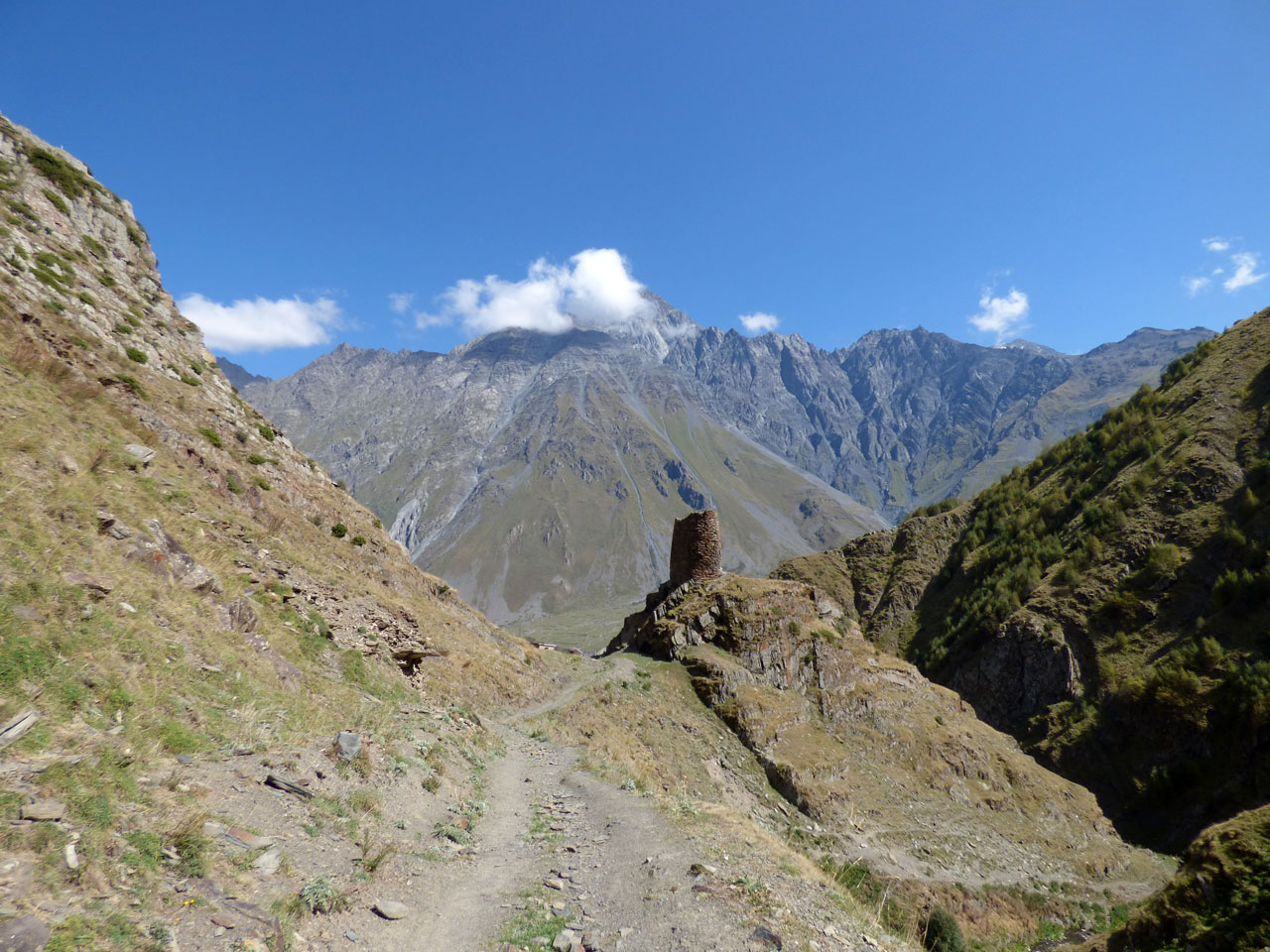 Stone tower near Gergeti, Georgia