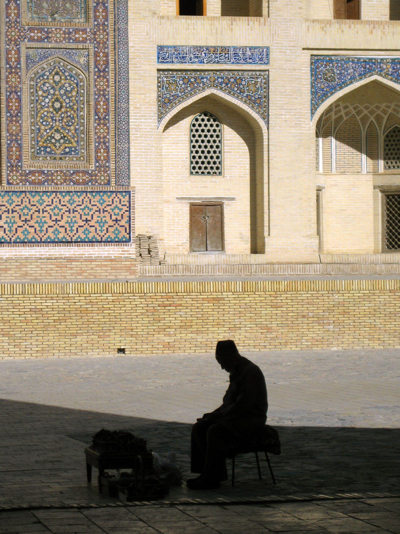 Tajik man outside Kalon Mosque, Bukhara