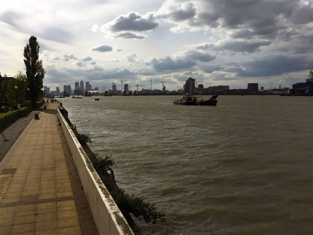 The Thames Barrier and Canary Wharf, London