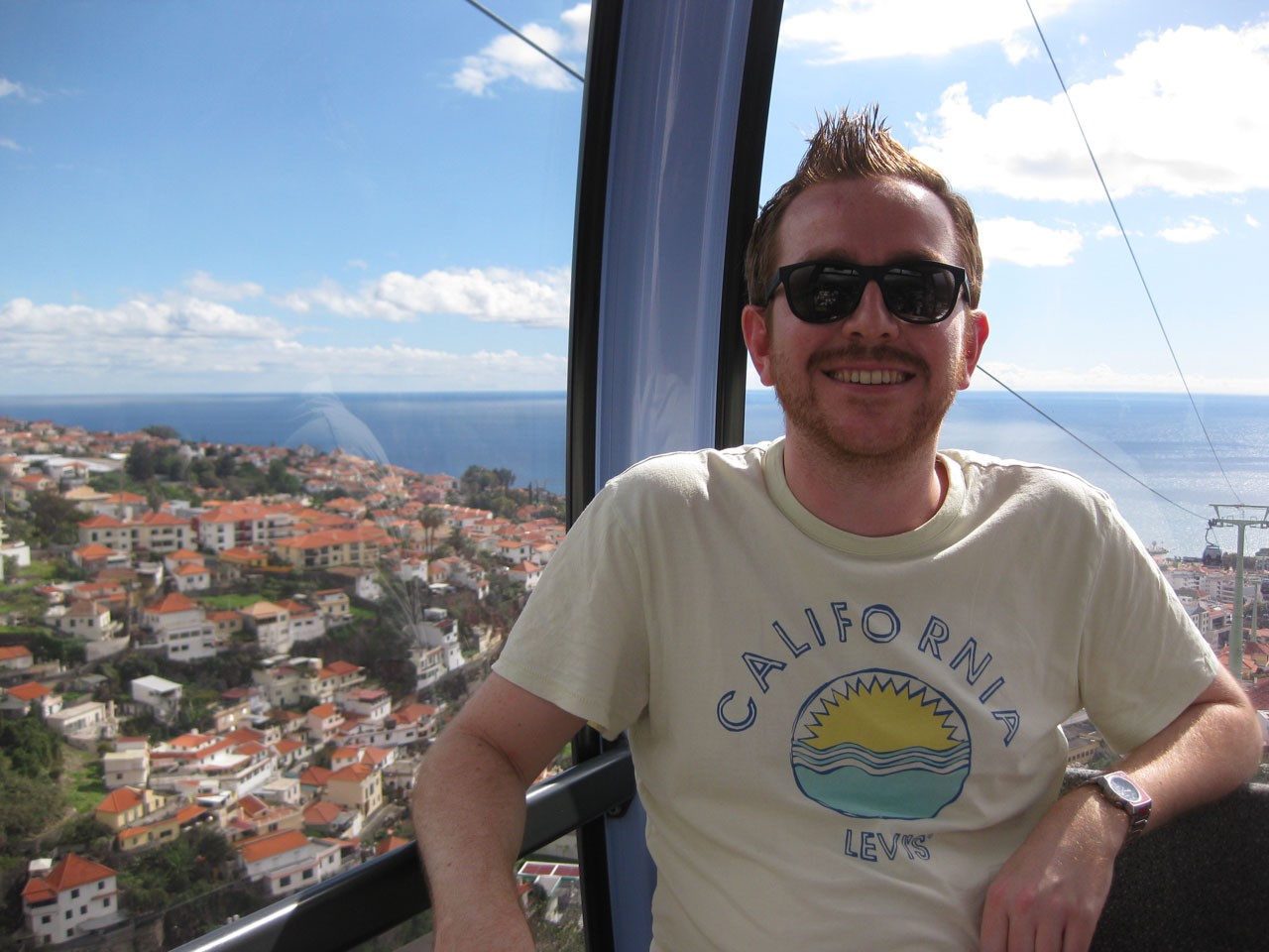 Me riding the cable car up to Monte, Madeira