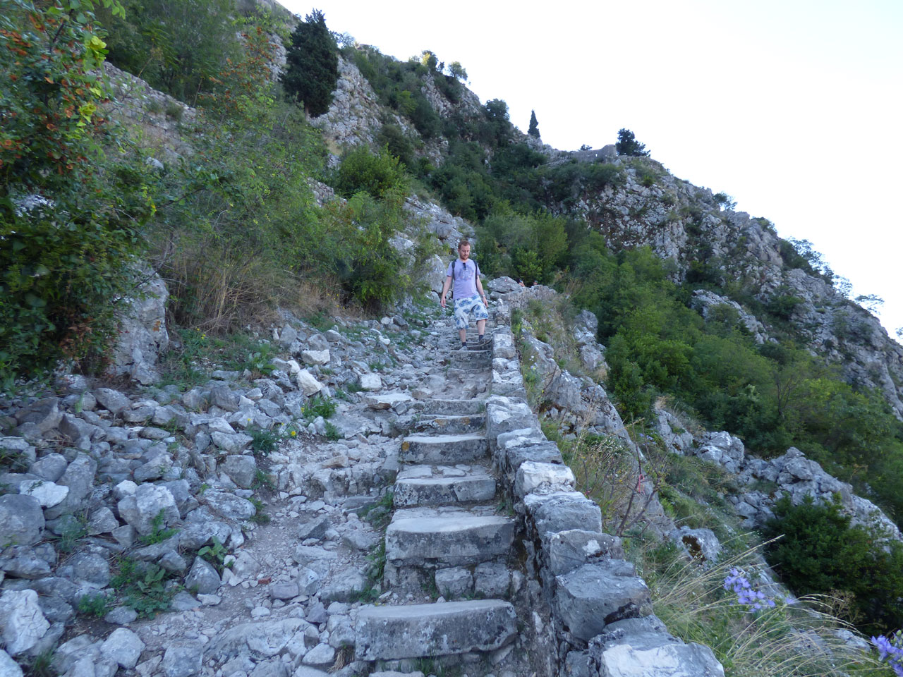 Making my way back down the city walls, Kotor, Montenegro