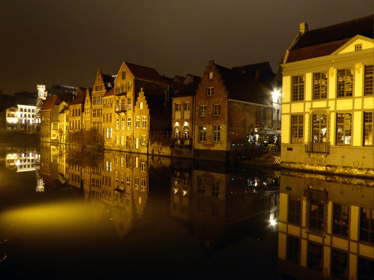 River Leie at night, Ghent