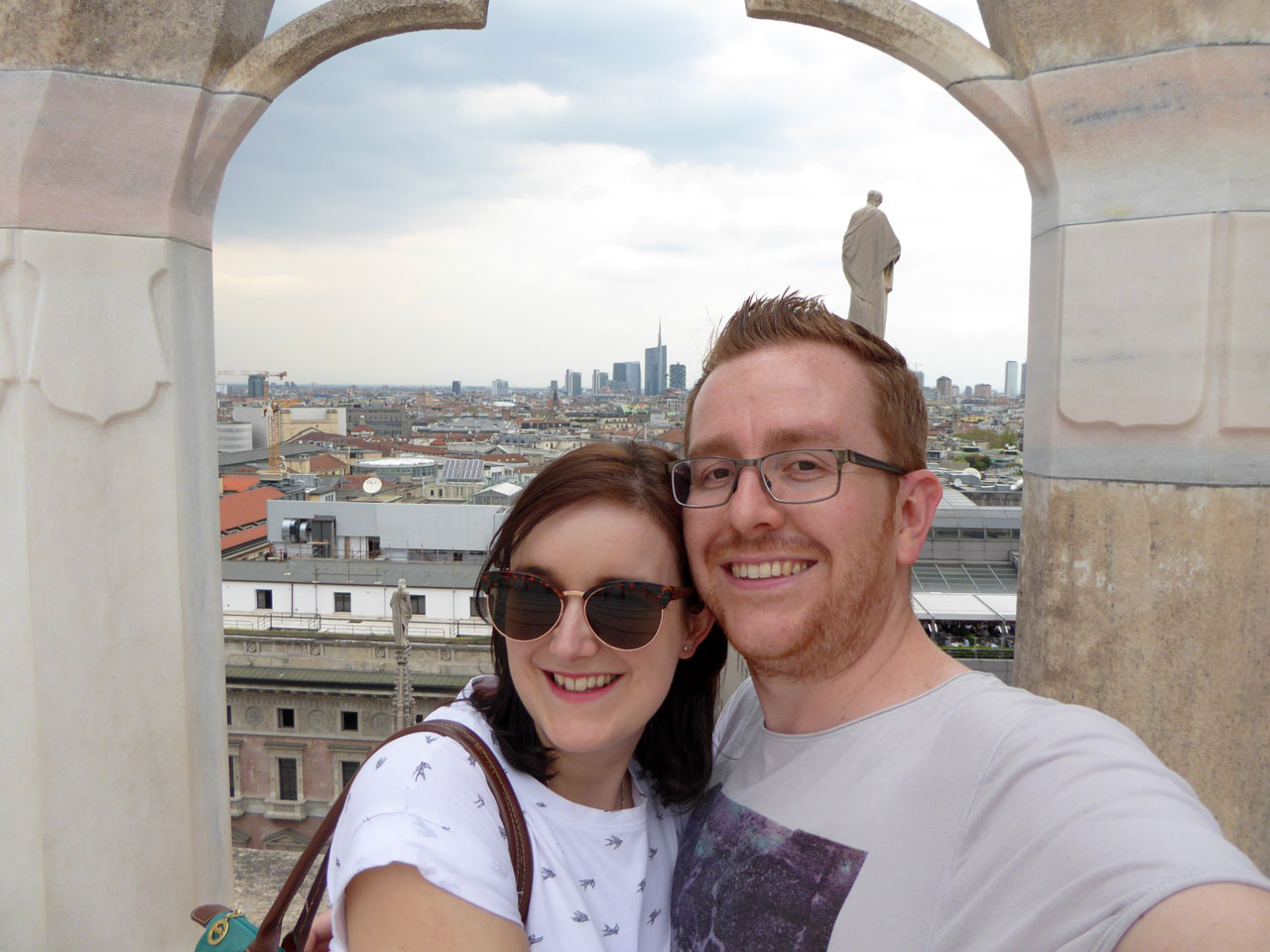 Me and Polly on the rooftop of the Duomo, Milan