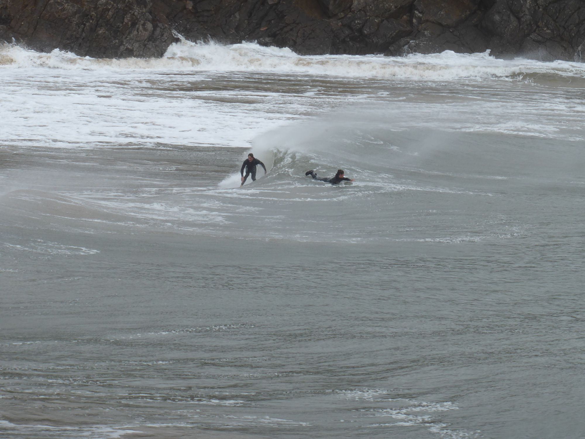 Surfers at Barafundle Bay